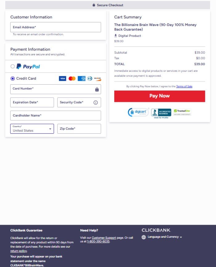 billionaire brain wave payment processing